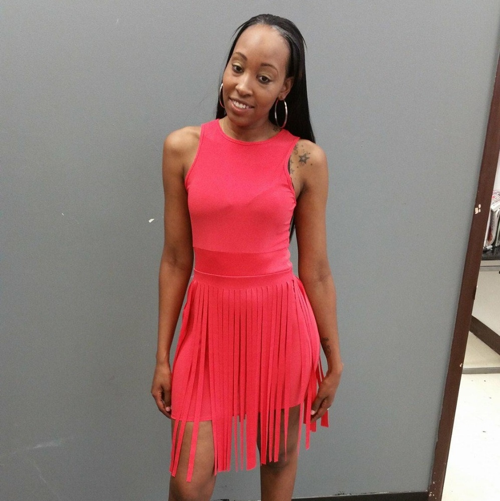 CORAL fringe dress